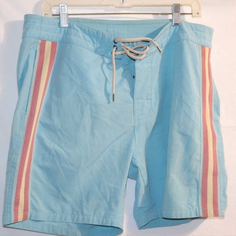 Faherty Biarritz Boardshort - Blue Horizon StripeSize 34 - Picture 6 of 12
